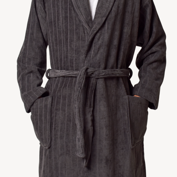 Charcoal Shawl Collar Bathrobe - Image 3